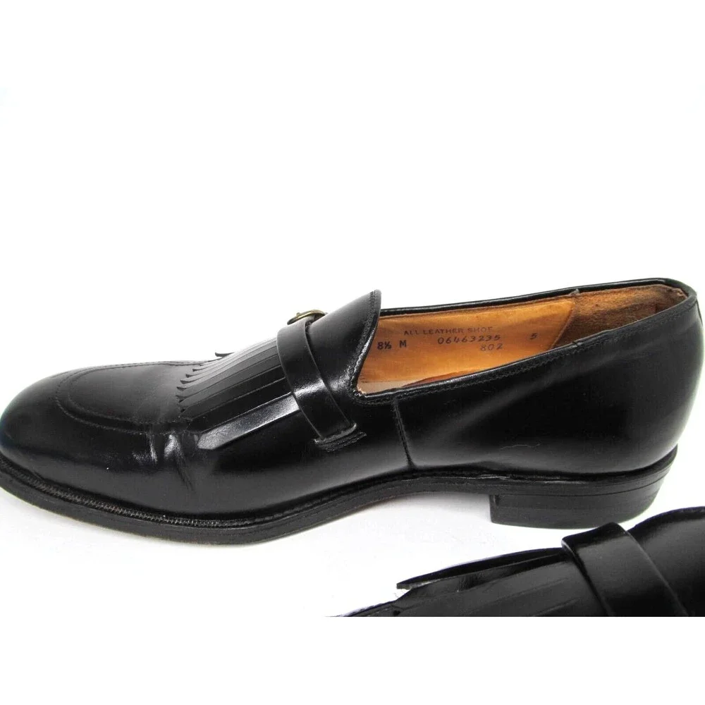 Austin Reed Of Regent Street Mens Black Leather Tasseled Loafers Size US 8.5